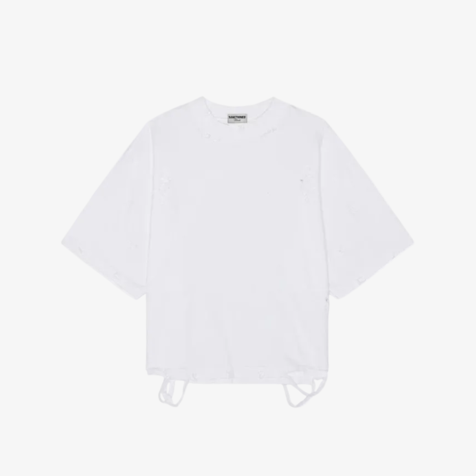 Distressed Crop T-Shirt (White)
