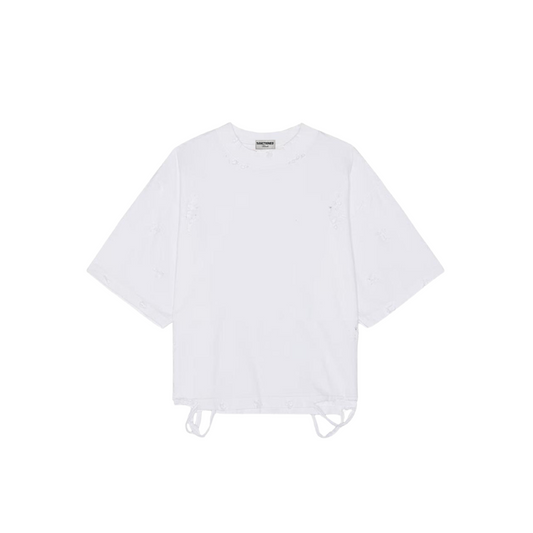 Distressed Crop T-Shirt (White)