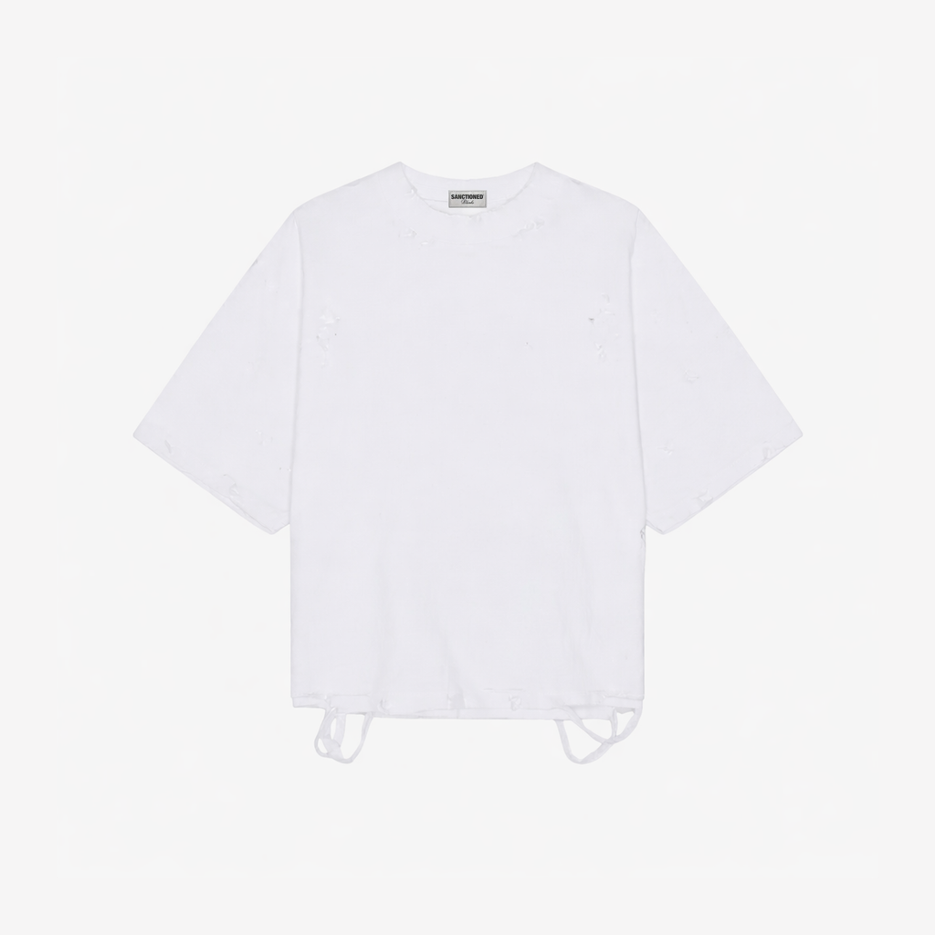 Distressed Crop T-Shirt (White)