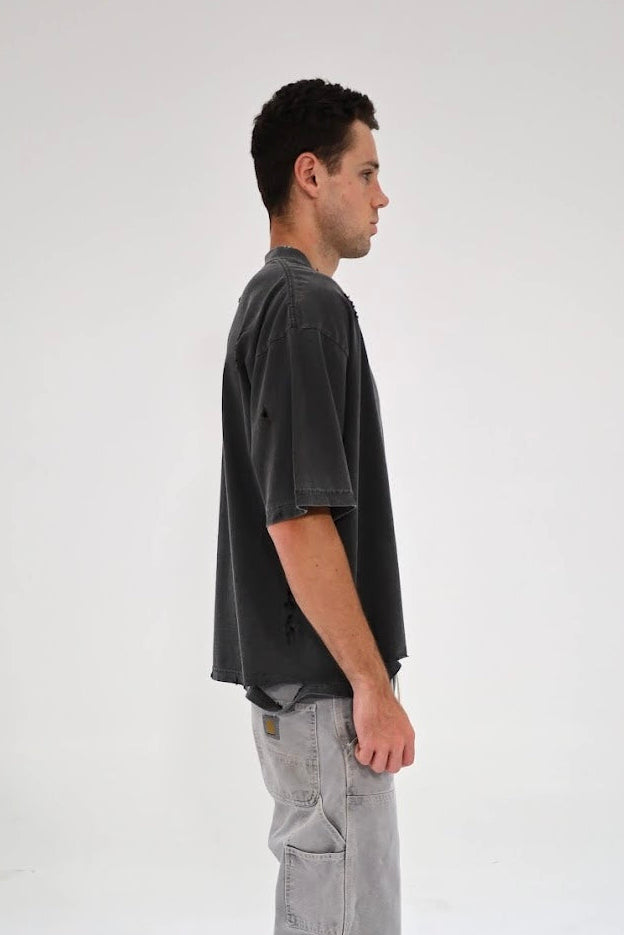 Distressed Oversized T Shirt (Pepper)
