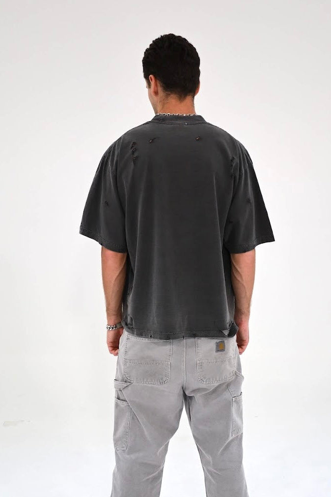 Distressed Oversized T Shirt (Pepper)