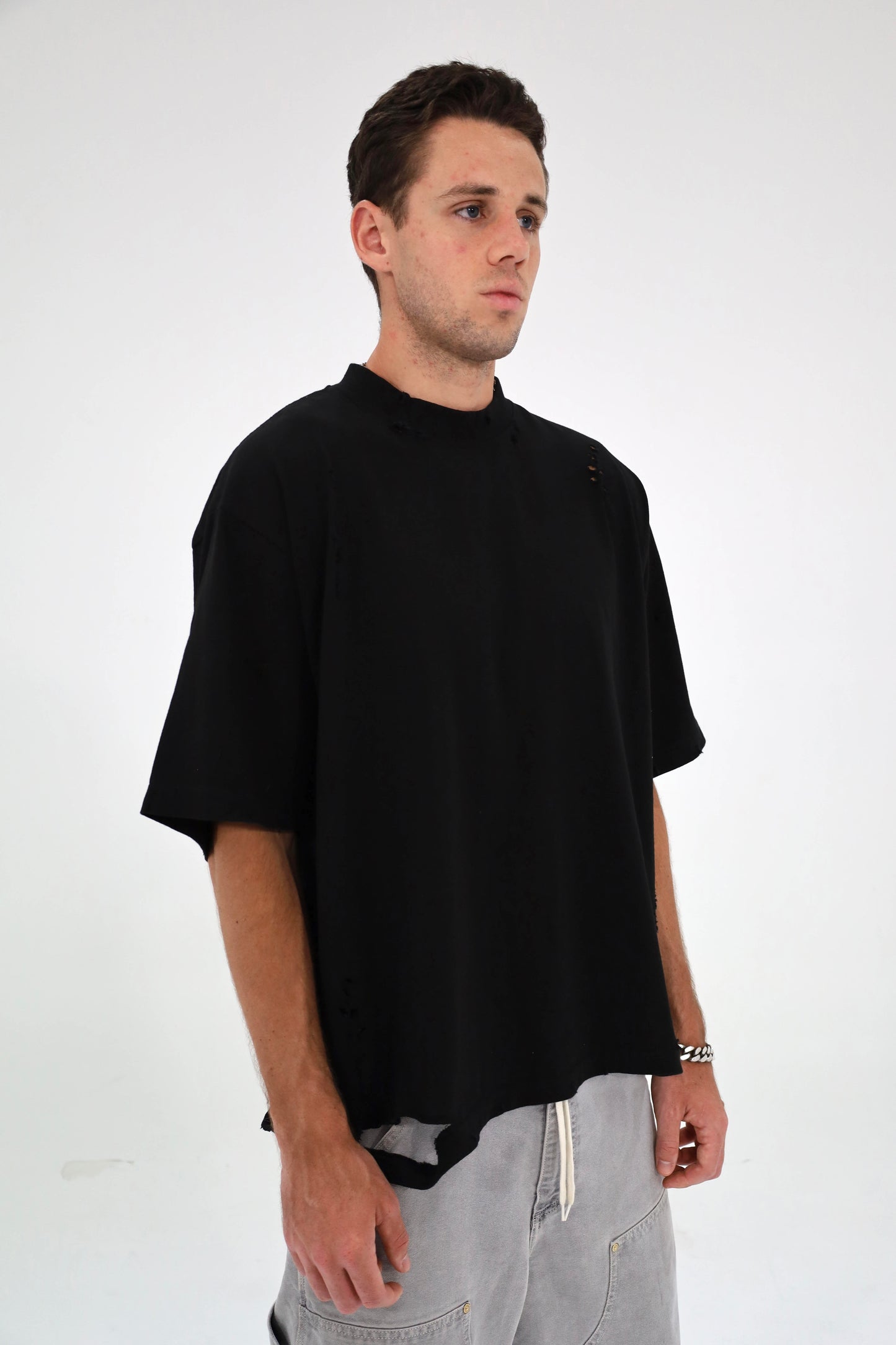 Distressed Oversized T-Shirt (Black)