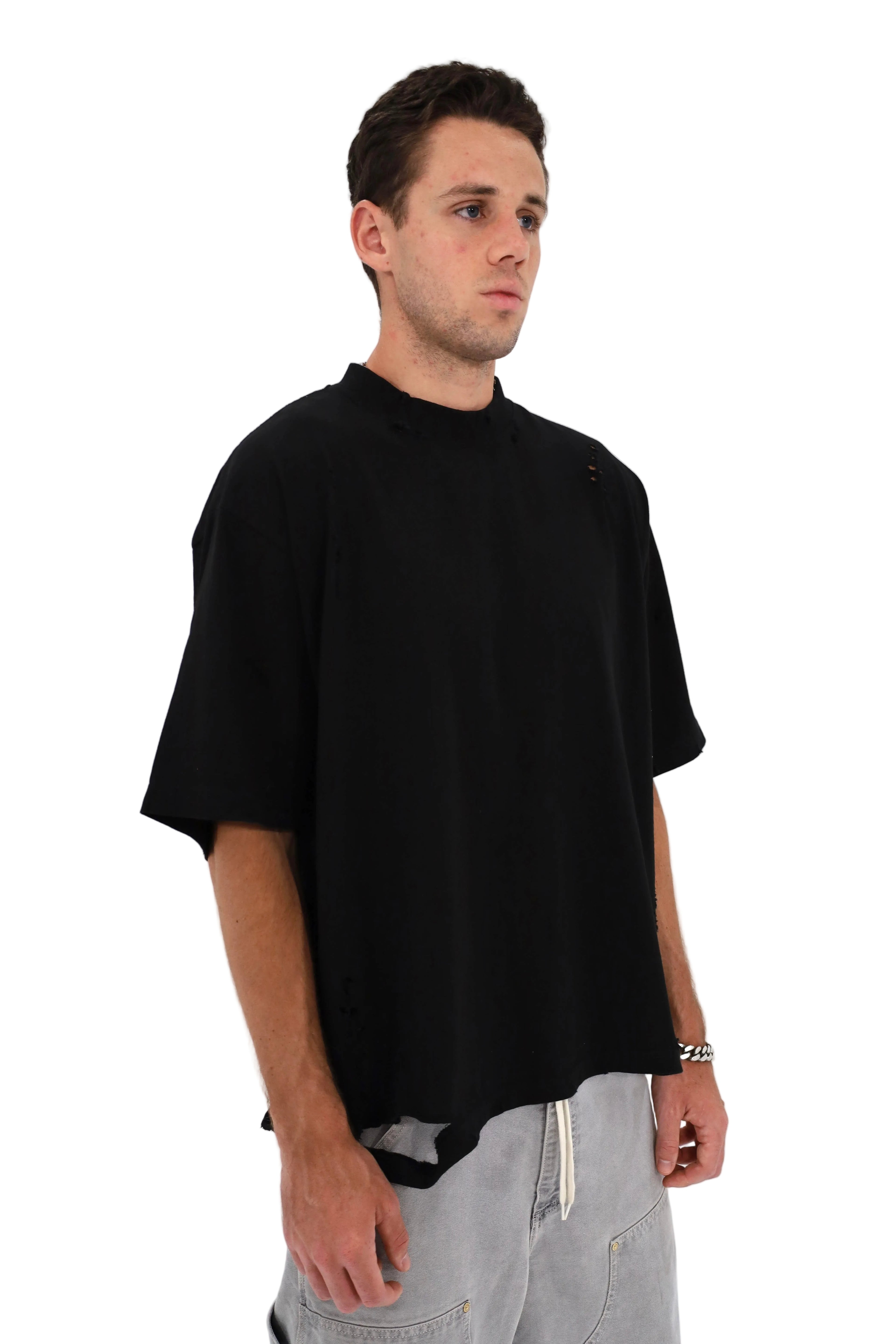 Distressed Oversized T-Shirt (Black)
