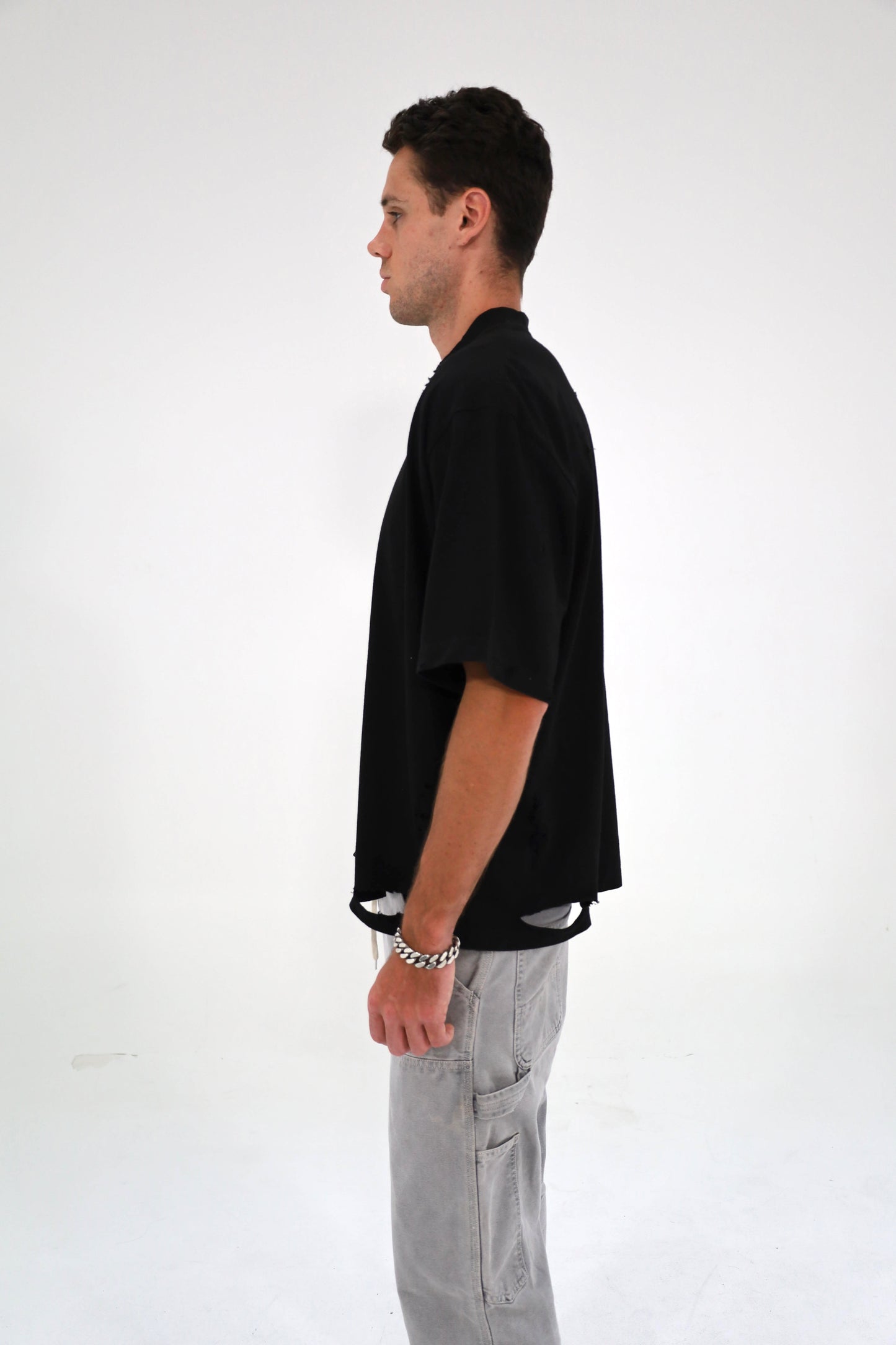 Distressed Oversized T-Shirt (Black)