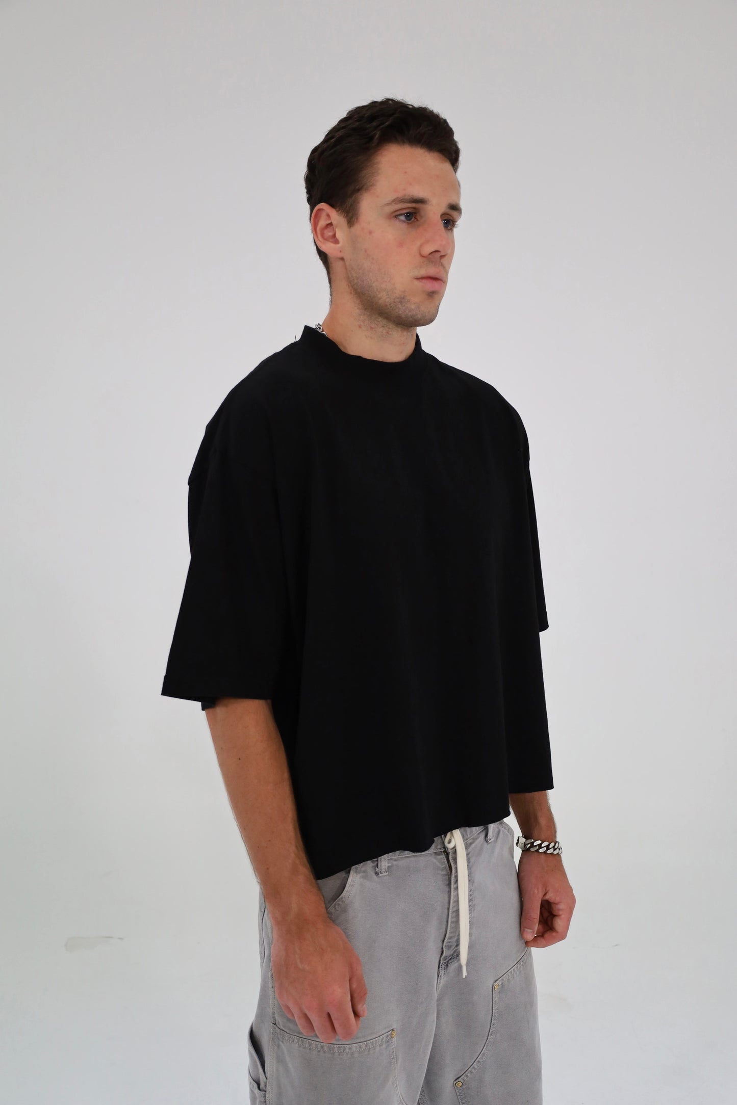 Distressed Crop T-Shirt (Black)