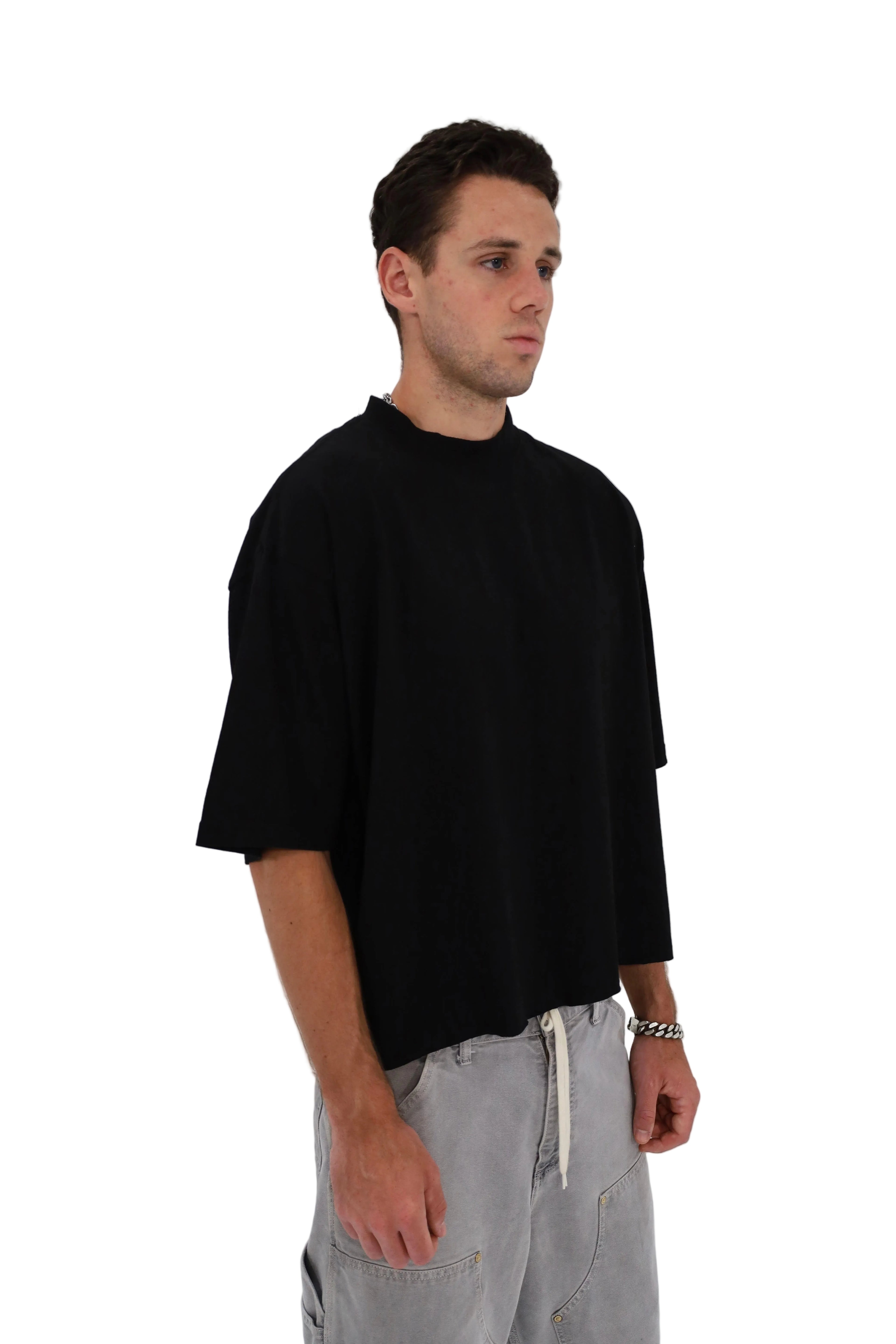 Distressed Crop T-Shirt (Black)