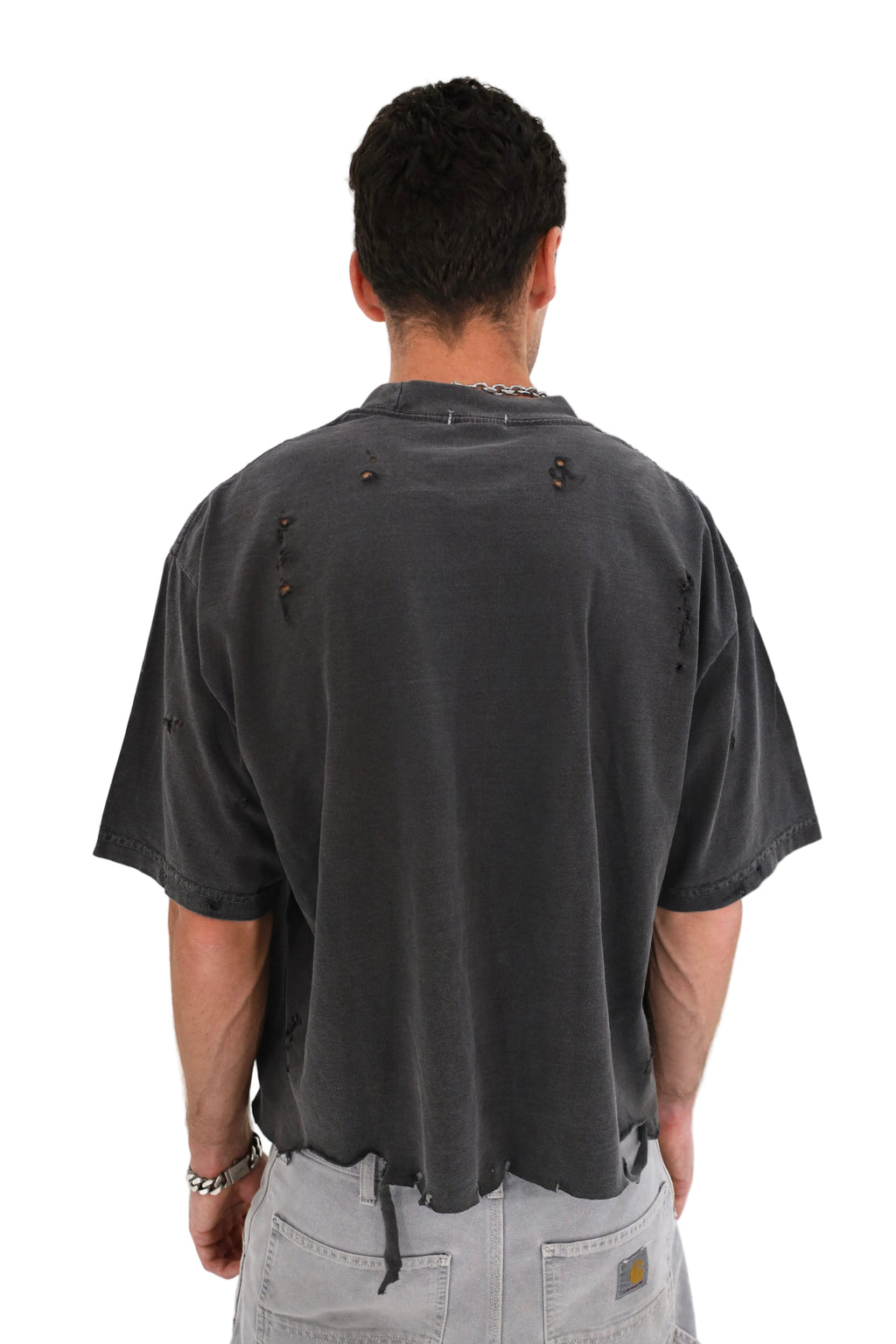 Distressed Crop T-Shirt (Pepper)