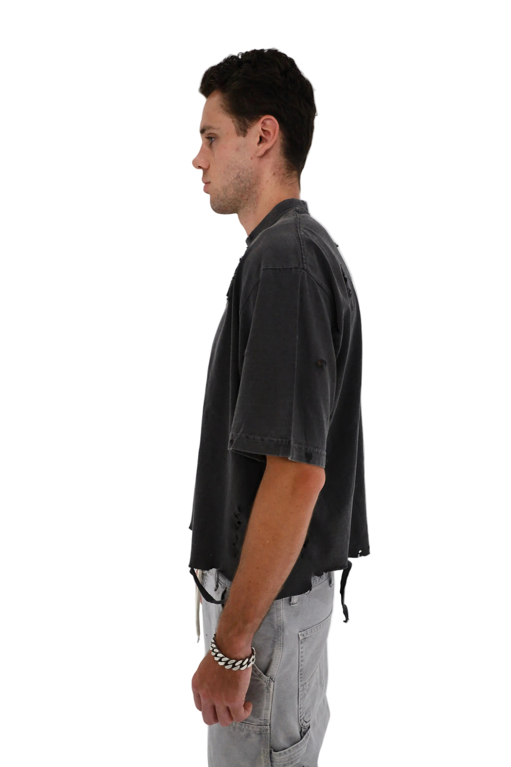 Distressed Crop T-Shirt (Pepper)