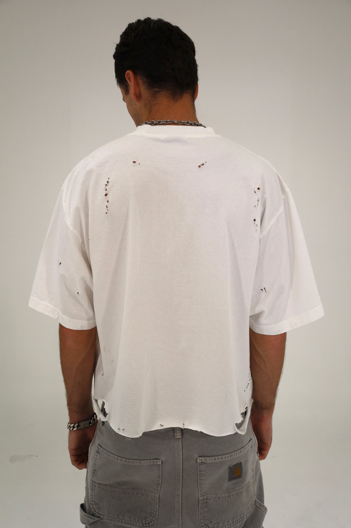 Distressed Crop T-Shirt (White)