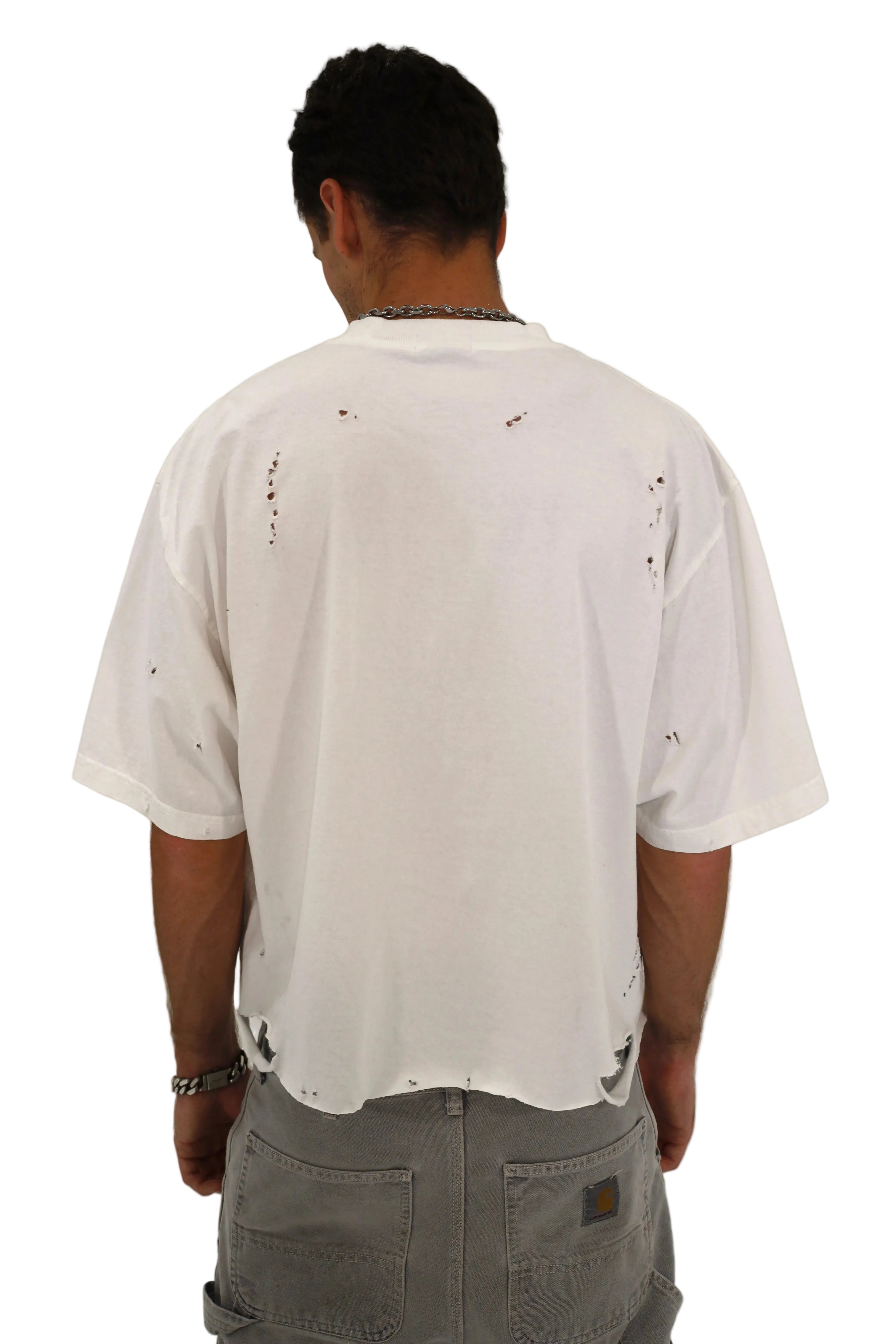 Distressed Crop T-Shirt (White)