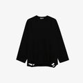 Distressed Oversized Long Sleeve (Black)