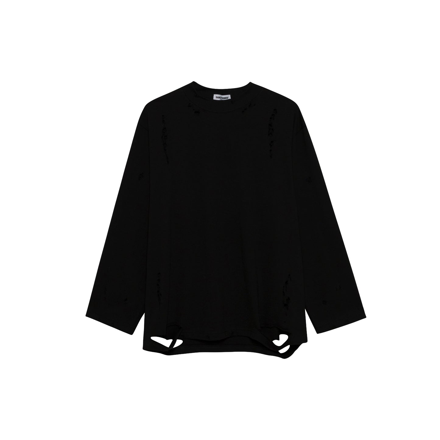 Distressed Oversized Long Sleeve (Black)