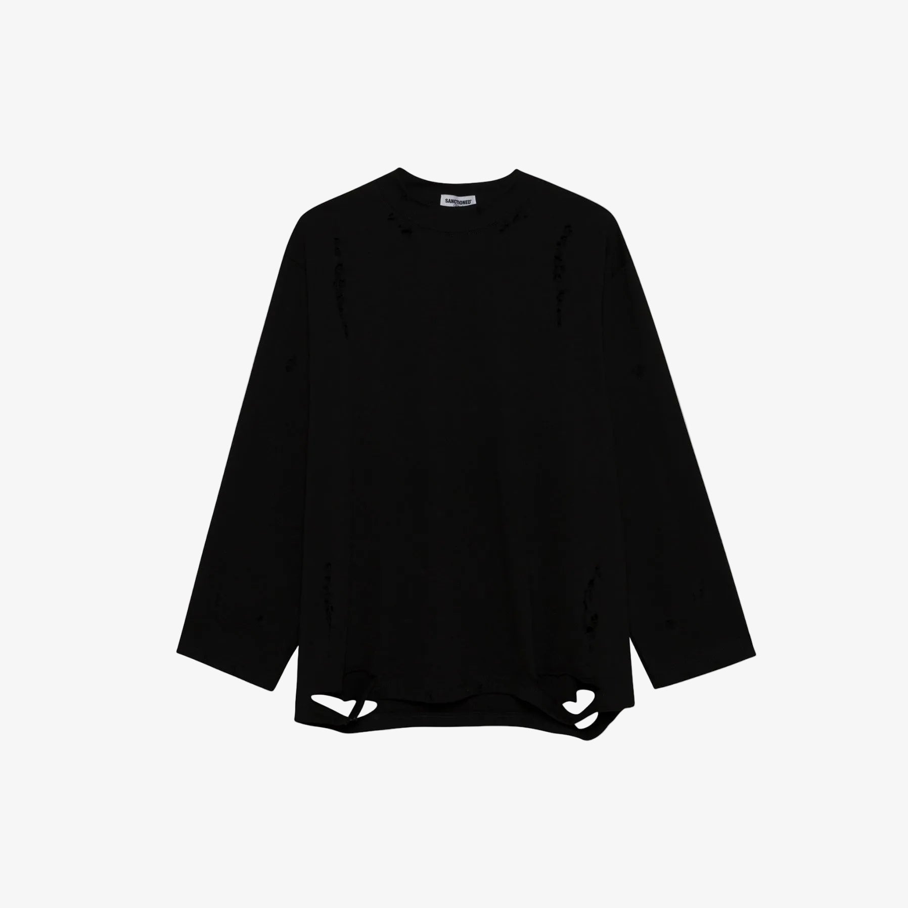 Distressed Oversized Long Sleeve (Black)