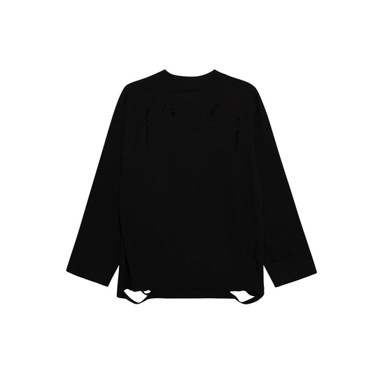Distressed Oversized Long Sleeve (Black)