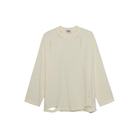 Distressed Oversized Long Sleeve (Cream)