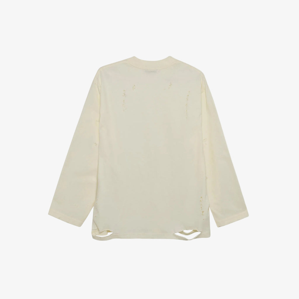 Distressed Oversized Long Sleeve (Cream)