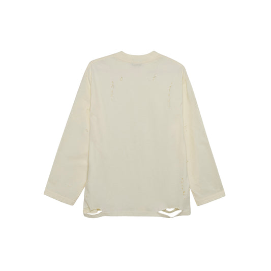Distressed Oversized Long Sleeve (Cream)