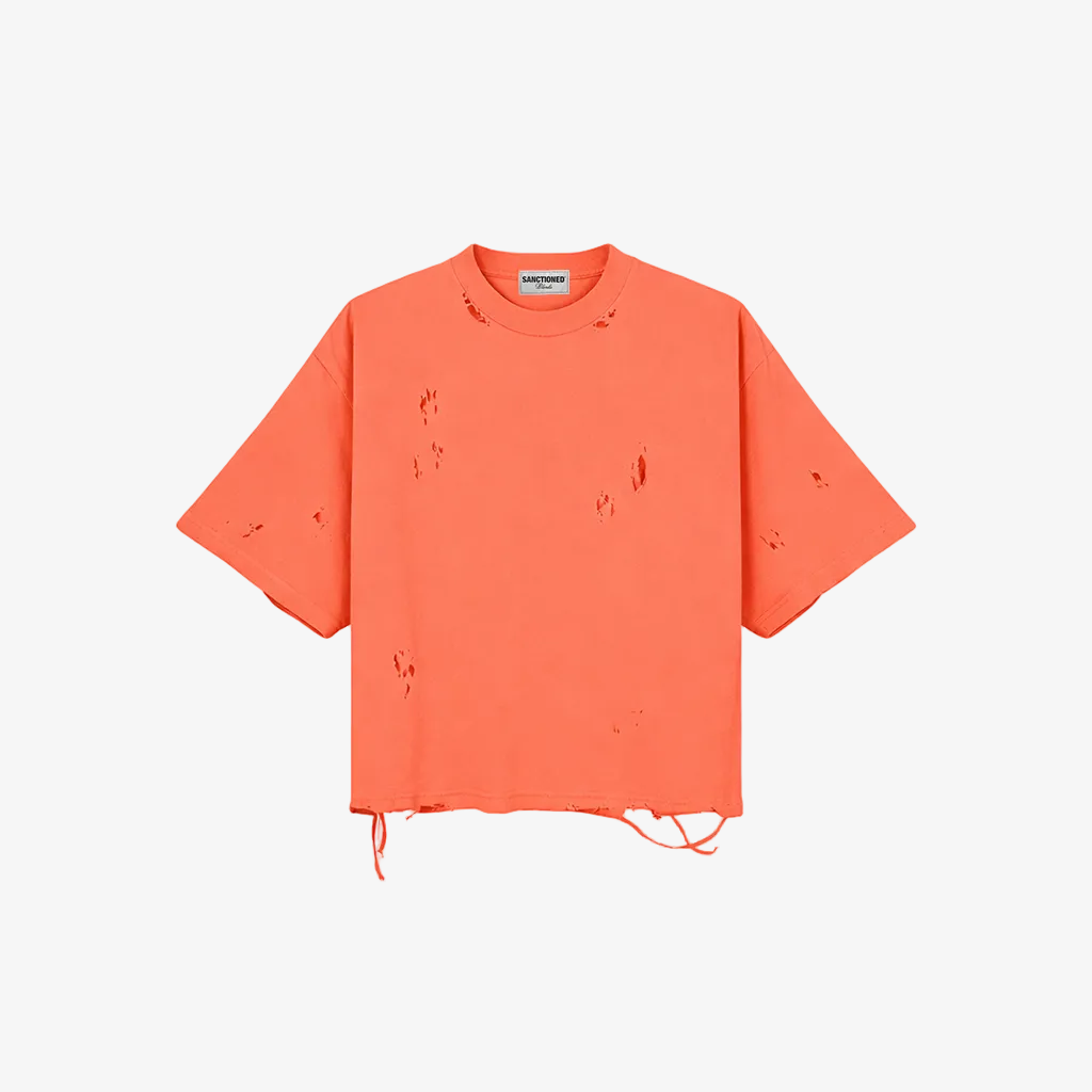 Distressed Crop T-Shirt (Orange)