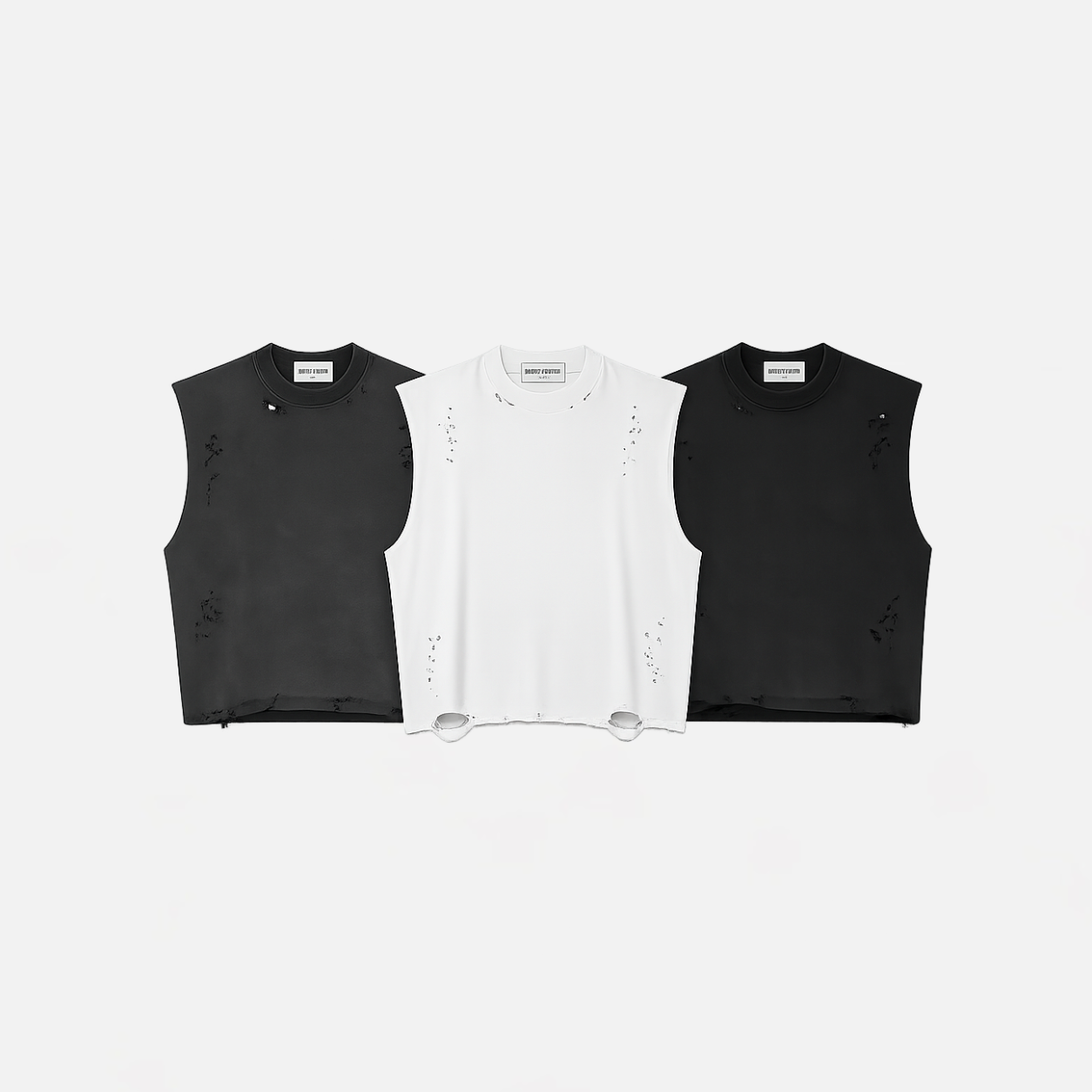 Distressed Cropped Muscle Tee 3-Pack