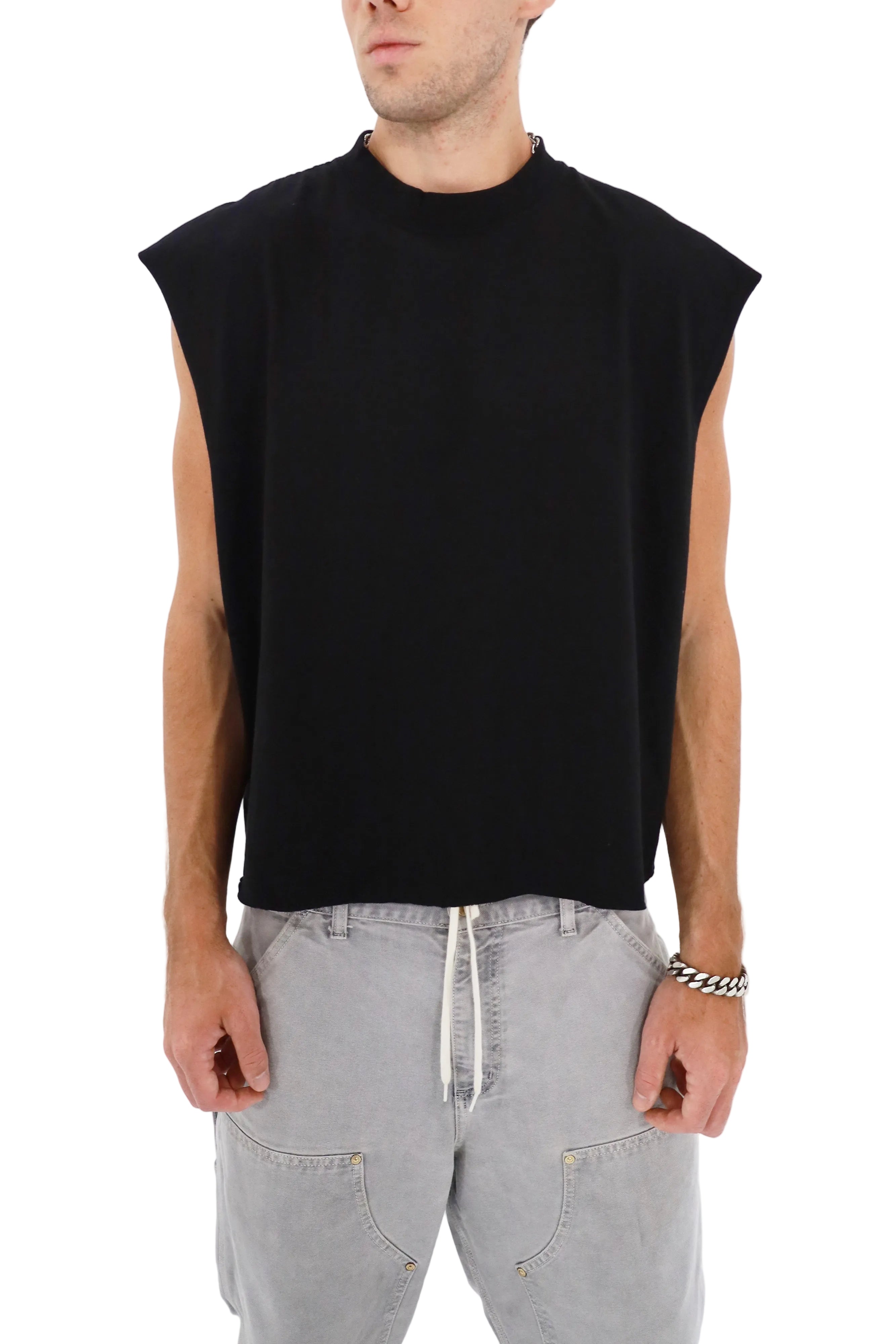 Cropped Muscle Shirt (Black)