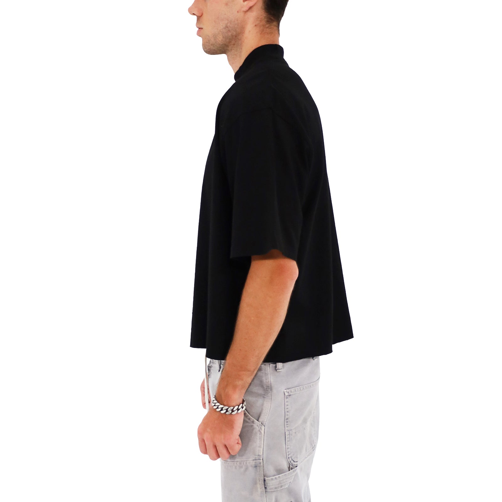 Cropped Oversized T-Shirt (Black)