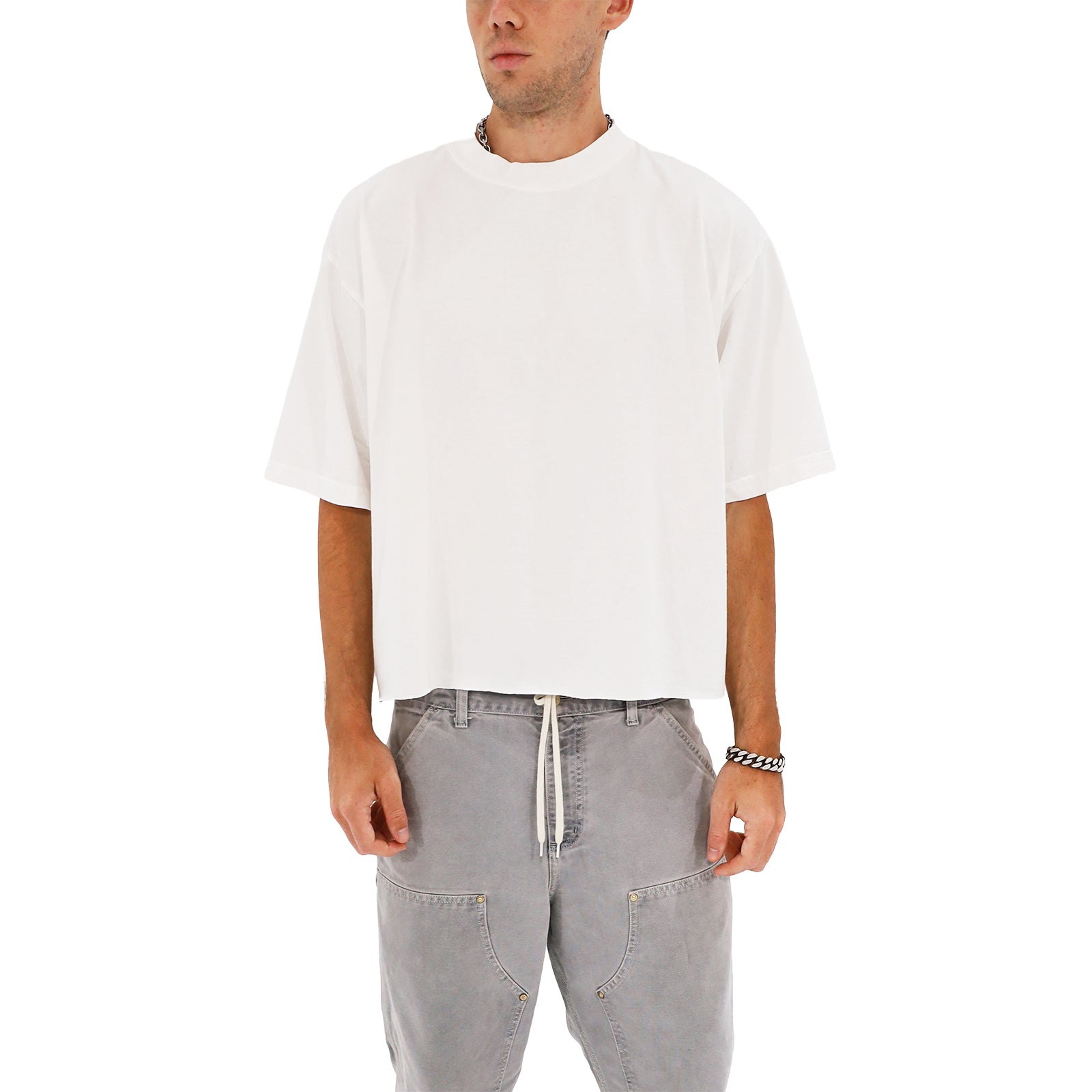 Cropped Oversized T-Shirt (White)