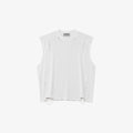 Distressed Cropped Muscle Shirt (White)