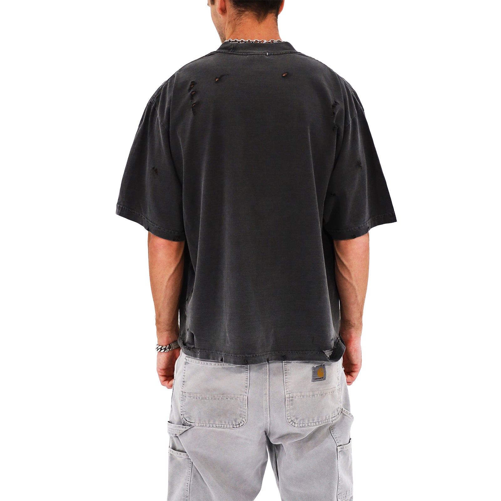 Distressed Oversized T Shirt (Pepper)