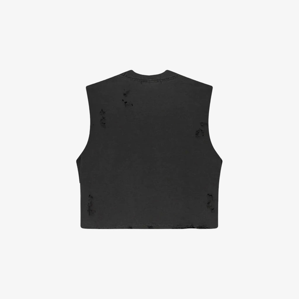 Distressed Cropped Muscle Shirt (Pepper)