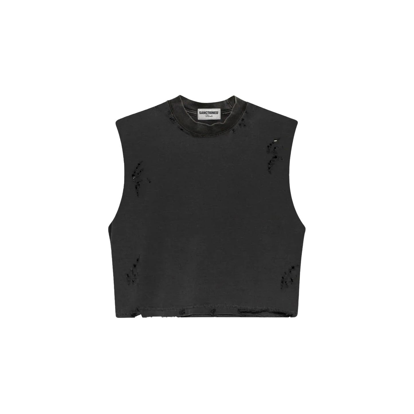 Distressed Cropped Muscle Shirt (Pepper)