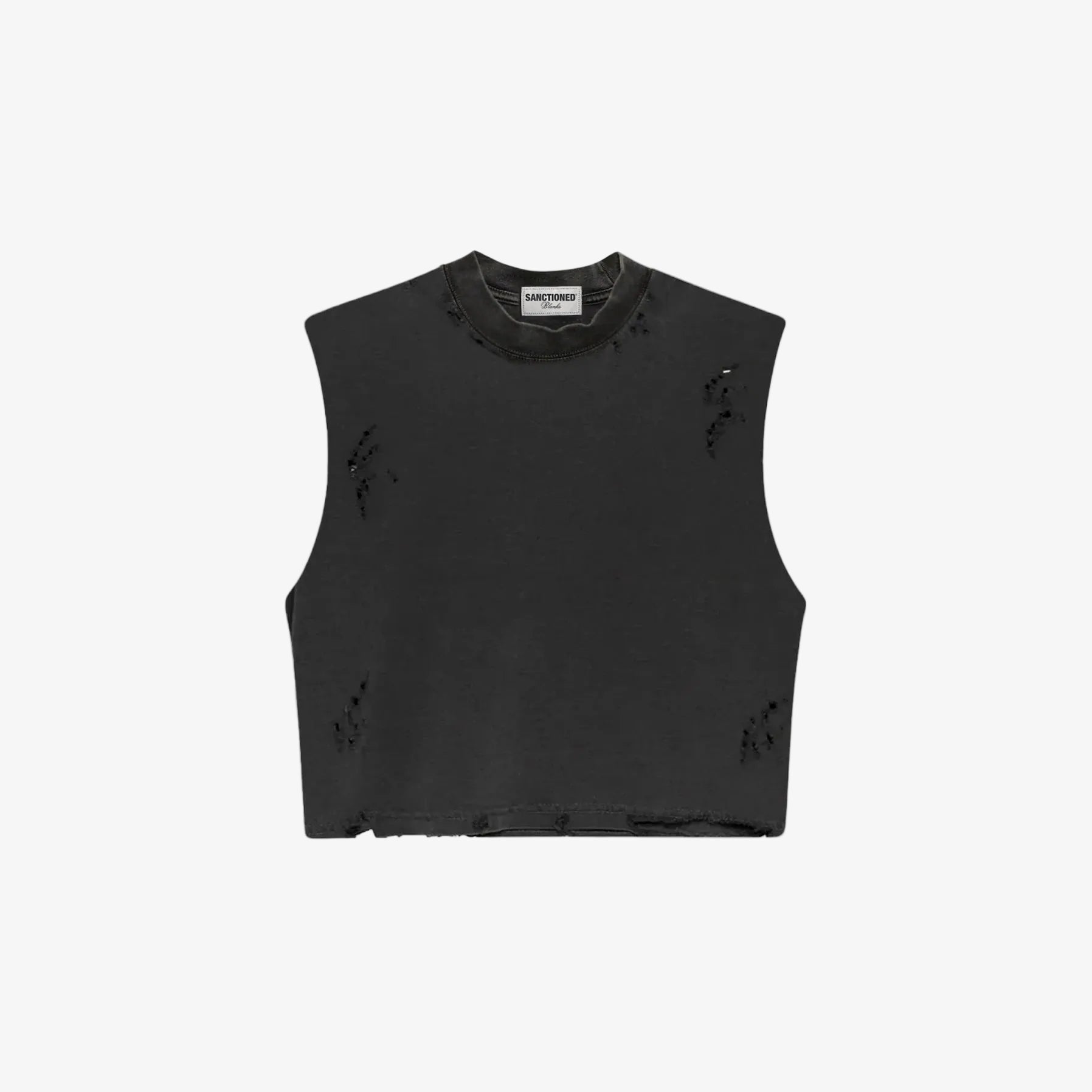 Distressed Cropped Muscle Shirt (Pepper)