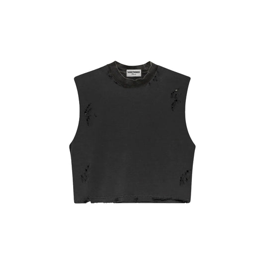 Distressed Cropped Muscle Shirt (Pepper)