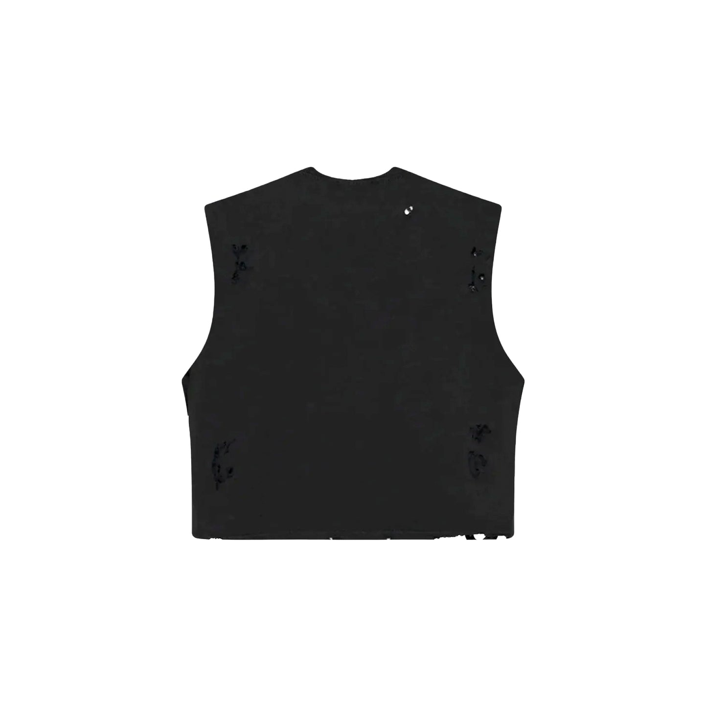 Distressed Cropped Muscle Shirt (Black)