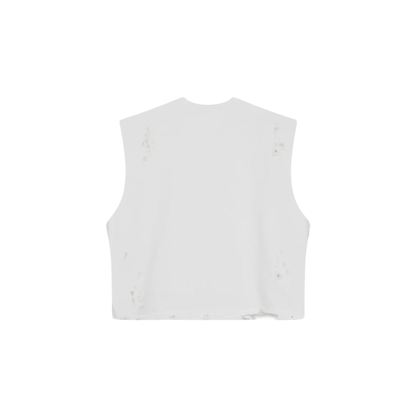 Distressed Cropped Muscle Shirt (White)