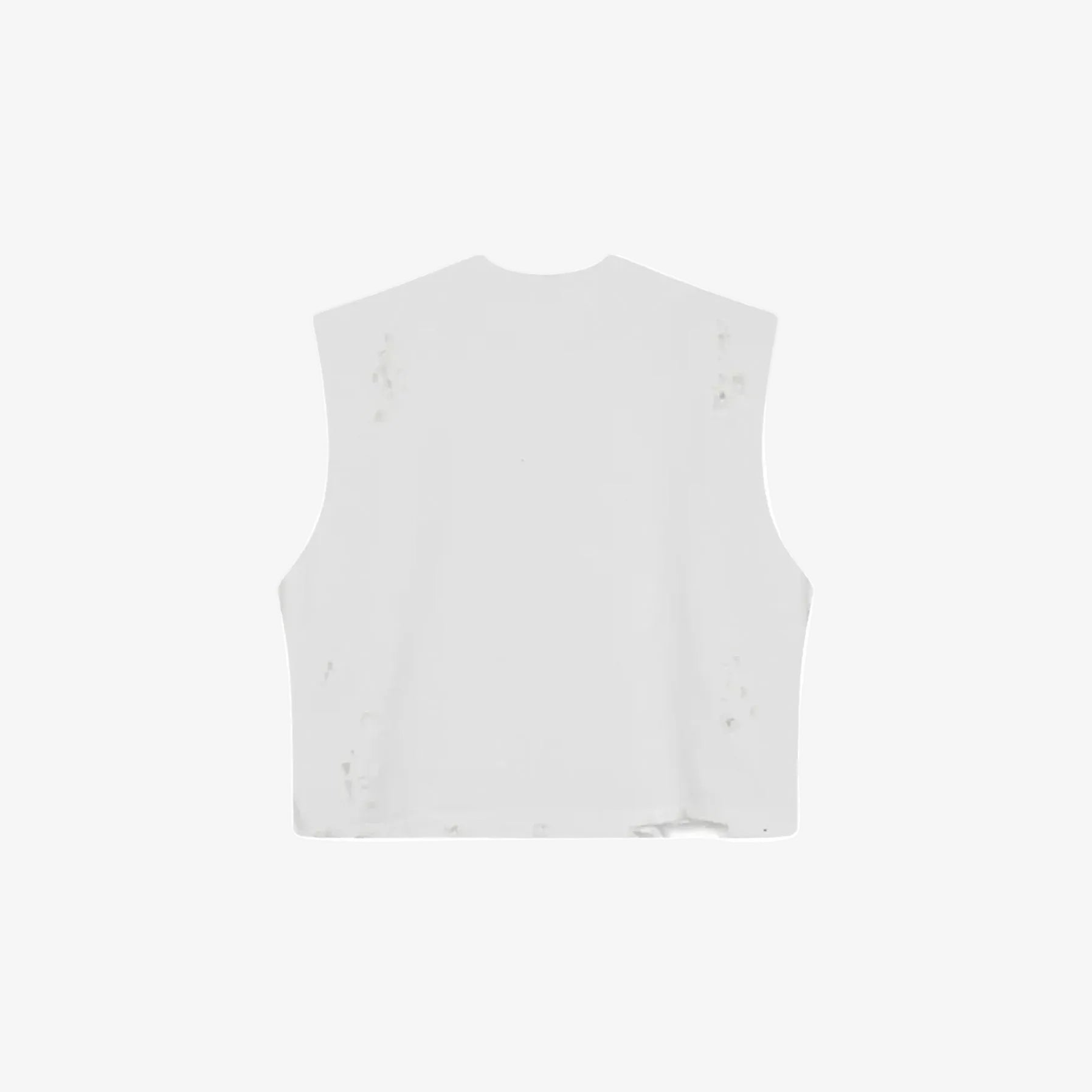 Distressed Cropped Muscle Shirt (White)